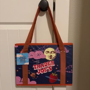 TRADER JOE’S Stand Up Collapsible Grocery Tote Bag Moon & Stars Reusable